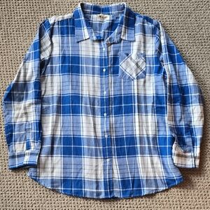 Kentucky Blue and White Plaid Button-Up Shirt